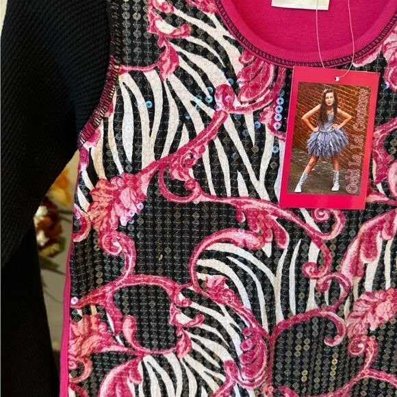 NWT Ooh La La Couture Sequin Pink & Black Animal Print Dress Birthday Sz 4 - Picture 4 of 4